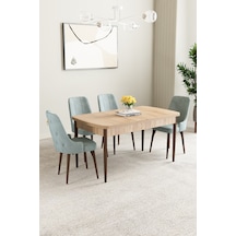 Elis Beyaz 80x132 Açılabilir Mutfak Masası Takımı 4 Adet Sandalye Gül Kurusu Masa Füme