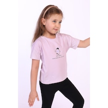 Toontoy Kids Toontoy Kız Çocuk Penguen Yazı Baskılı Tişört Fuşya