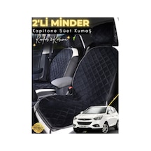 Hyundai İx35 Uyumlu 2'li Süet Oto Koltuk Minderi Terletmez Universal Oto Koltuk Kılıfı A2 Siyah