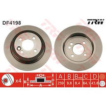 TRW DF4198 Fren Diski Arka Clubman R55 07- Cooper R56 06- Cooper R50 01- Coupe R58 11-15 Roadster Cooper R59 12- Düz 258,6Mm