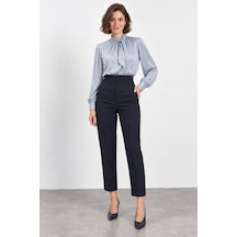 Bihan Store Kadın Bilek Boy Kemersiz Klasik Pantolon W27-247 - Lacivert