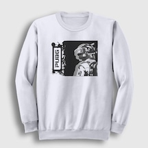 Presmono Unisex Helmet Pubg Sweatshirt Beyaz