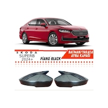 Skoda Superb B9 Sinyalli 2024 Sonrası Batman Ayna Kapağı Piano Black