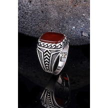 İpek Silver 925 Ayar Gümüş Akik Taşlı Örgü Model Yüzük