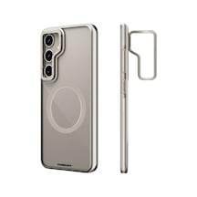 Galaxy S24 Plus Kılıf Magsafe Şarj Özellikli Sararma Önleyici Youngkit Crystal Grid Kapak Gold