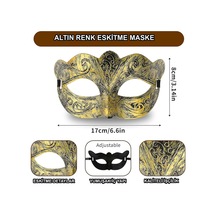Altın Renk Eskitme Maskeli Balo Maskesi Venedik Tarzı Parti Maskesi Diğer