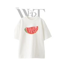 Thewert Palestine Watermelon Tasarım Baskılı Ünisex Beyaz Oversize T-shirt