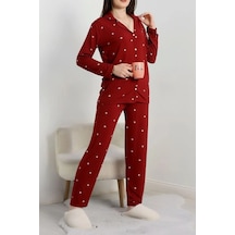 Seka Store Seka Milan Düğmeli Pijama Takımı Bordoyıldızlı - 50750.1048. Çok Renkli