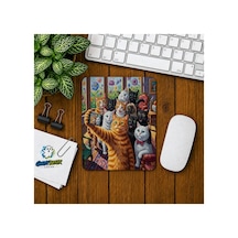 Kedilerin Selfiesi Baskılı Oyuncu Mousepad 0122