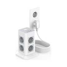 Uzatma Kablosu, 5m, Aşırı Gerilim Korumalı, 3 Usb'li Ve 8 Bölmeli