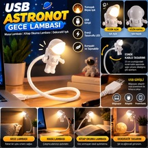 Dilaratrendhouse Usb Astronot Gece Lambası, Masa Lambası, Kitap Okuma Lambası Işığı Dlra Çok Renkli
