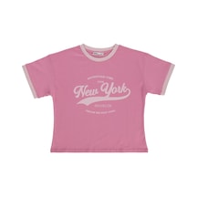 Civil Girls New York Baskılı 10-13 Yaş Tişört - Pembe Gul Kurusu