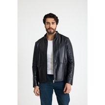 Franko Armondi Fit Kısa Erkek Deri Ceket E4-k-2629-23712 Siyah