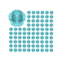 Yedek Parçalar: Plate Round: 100 Adet 1x1 Plate Round Parts Şeffaf Mavi - Translight Blue 4073