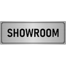 Metal Yönlendirme Levhası, Departman Kapı İsimliği Showroom 7x20 cm Gümüş Renk