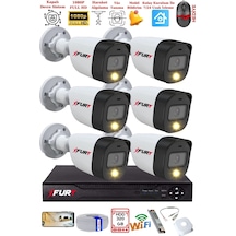 Fury 6 Kameralı 5mp Lens 2 Mp Görüntü Gece Renkli Full Hd Ultra Led Akıllı Güvenlik Kamerası Seti 320gb