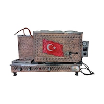 3lü Bakır Çay Ocağı Türk Bayraklı Sadece Elektrikli Çay Semaveri