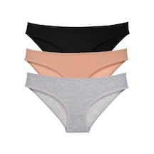 3 Adet Süper Eko Set Likralı Kadın Slip Külot Siyah Ten Gri Beden: Xl Standart