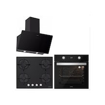 Silverline BO6504B01 - CS5427B01 - 3457 Soho 60 Siyah Cam Ankastre Set