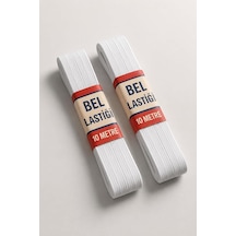 20 Metre Beyaz Yassı Lastik 0.80 Cm Bel Paça Don Lastiği Açık Dore