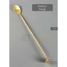Gold Kokteyl Kaşığı Paslanmaz Barista Kaşığı Pratik Barmen Kaşığı Çelik 30 Cm