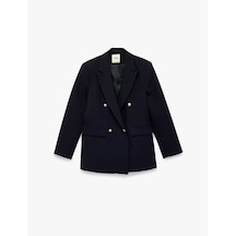 Koton Kruvaze Yaka Uzun Kollu Cep Detaylı Metal Düğmeli Blazer Ceket Lacivert 6sak50086uw Lacivert