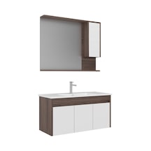Orka Serra 100 Cm Navaro/beyaz Banyo Dolabı Takımı Navaro/beyaz
