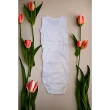 Salar Ticaret Bebek Basic Ribana Bisiklet Yaka Fitilli 3lü Atlet Body -krem Krem