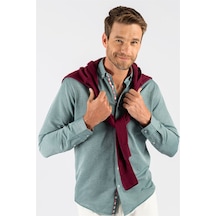 Tudors Klasik Fit Rahat Kesim Poplin Oxford Erkek Gömlek-23445 Yeşil
