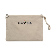 Crysis Triangle Text Krem Clutch Astarlı Cüzdan / El Çantası Krem