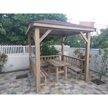 Maun Ahşap Bahçe Kamelyası Pergola Masalı Banklı