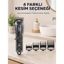 Saç Kesme Ve Tıraş Makinesi 4 Kılavuz Taraklı Ayarlanabilir Bıçaklı Lcd Ekranlı Şarj Edilebilir Profesyonel Ta 1 - 2 Saat
