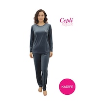 Alimer Kadın Mavi Bisiklet Yaka İpeksi Fransız Kadife Cepli Kışlık Pijama Takımı Mavi Alimer Kadın Mavi Bisiklet Yaka İpeksi Fransız Kadife Cepli Kışlık Pijama Takımı Mavi