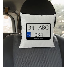 Bk Gift Kişiye Özel Plakalı Kare Araç Koltuk Yastığı-1 Çok Renkli