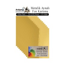 Metalik Aynalı Fon Kartonu 10 Lu A4 20x30 Cm 1 Paket Okul Sınıf Dekoratif Pırıltılı Folyo Kağıt Dekoratif Anasınıfı Kreş Sarı