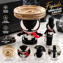 Premium Siyah Figürlü Seramik Nargile Lülesi Ve Özel Tasarım Sipsi Seti