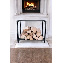 Short Lignum Dekoratif Metal Odunluk Şömine Odun Sehpası 40cm