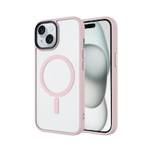 Zore İphone 14 Kılıf Mat Arka Yüzey Wireless Şarj Özellikli Ogaa Flet Magsafe Kapak - Pembe