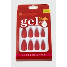 Hnrlıshp Orange Yapıştırıcılı Jel Takma Tırnak-kırmızı