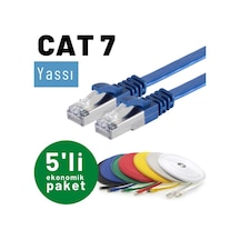 5 adet IRENIS CAT7 Kablo Yassı FTP LAN Kablosu, 50 cm Siyah 5 adet IRENIS CAT7 Kablo Yassı FTP LAN Kablosu, 50 cm Siyah