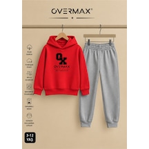 Overmax Baskılı Çocuk Kapüşonlu Eşofman Takımı 3-12 Yaş Kırmızı Üst-gri Alt - 920583067 Kırmızı Üst-gri Alt