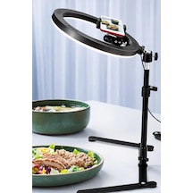 10 Masaüstü Ring Light Çekim Standı 30-47,5 Cm Ayarlanabilir Yükseklik, Telefon Tutuculu Ürün Video & Fotoğr