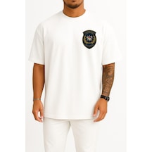 Bahriyeli Collection Oversize Pöh Cep Ve Sırt Tasarımlı Unisex T-shirt Beyaz
