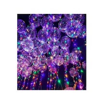 Led Işıklı Helyum Uçan Şeffaf Balon Demonte Şişirilmemiş Mavi
