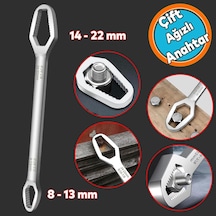 Pratik Çift Ağızlı Kendinden Sıkma Çok Amaçlı Anahtar Çelik Anahtarı Krom 8-13/14-22 Mm