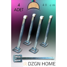 Metal Katlanır Yer Sofrası Ayağı - Metal 4'lü Takım Sofra Ayağı 40 Cm Gümüş - Krom