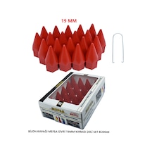 Bijon Kapağı Sivri 19 Mm Kırmızı 20 Li Set
