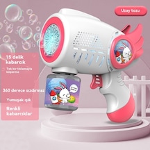 Çocuk Baloncuk Makinesi 1 Şişe Su + 10 Paket Sıvı - Pembe Tavşan - Lz05160401