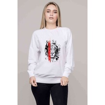 Lion King Baskılı Beyaz Kadın Sweatshirt