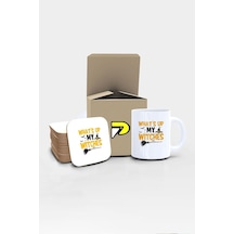 Up My Witches Yazılı Komik Tipografik Tasarımlı Baskılı Kupa Bardak Seti Eğlenceli Özel Hediye Mug Diğer